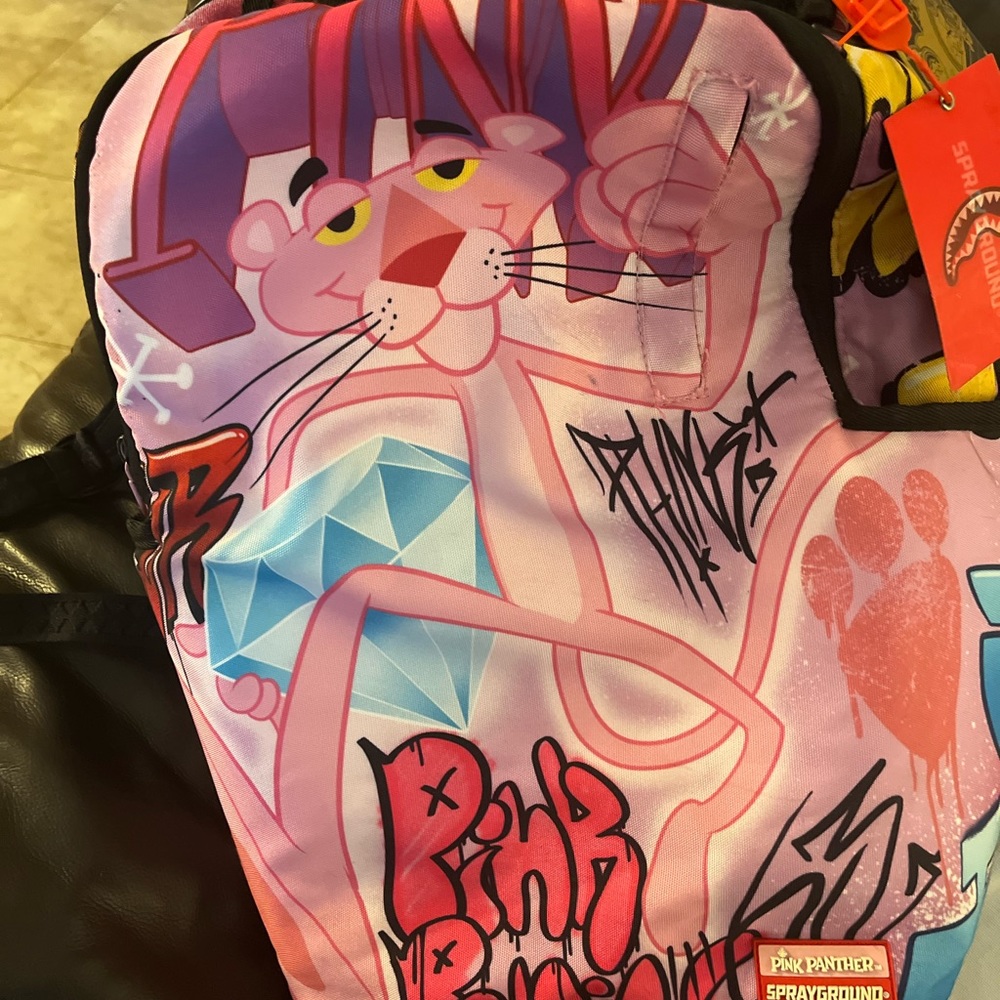 Sprayground Pink Panther Book Bag with Authenticity tag attached